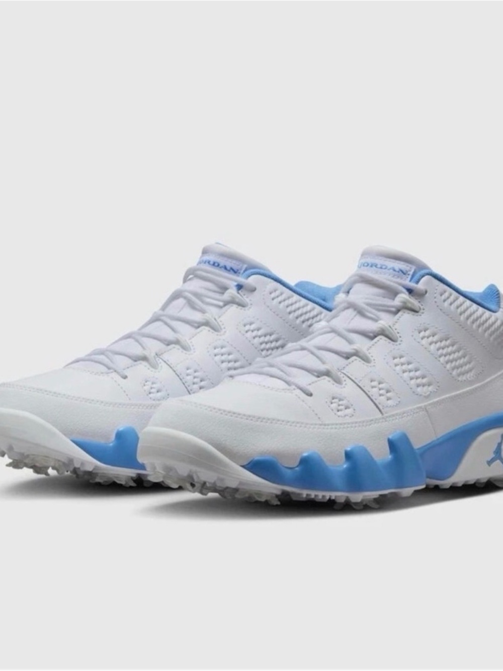 Kids White & Light Blue Athletic Golf Shoes